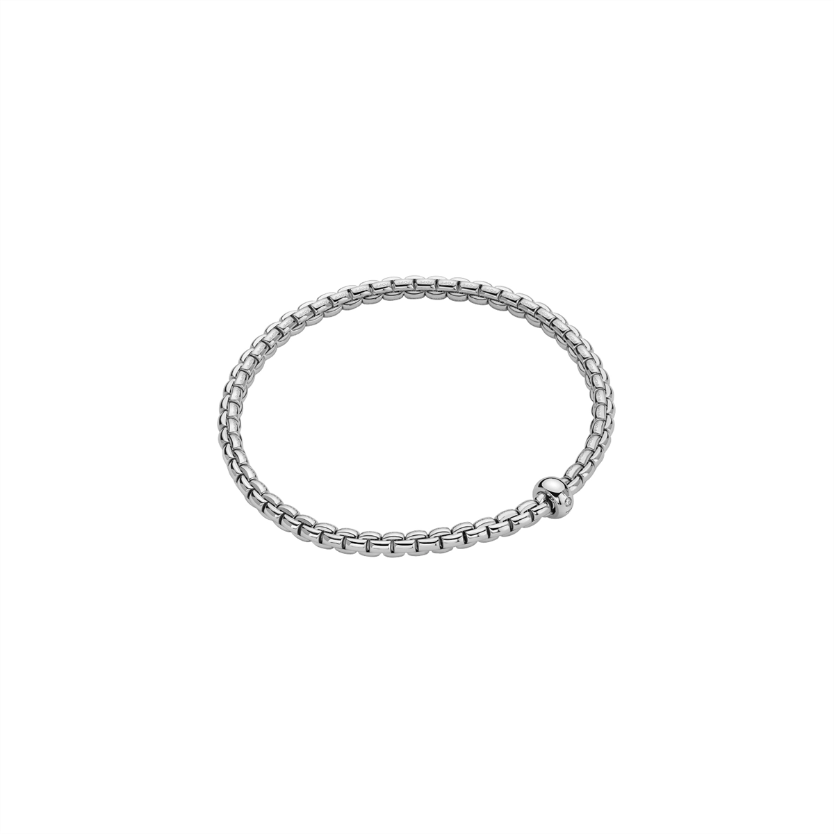 Women’s fashion bangles-Fope 18K White Gold Eka Collection Diamond Bracelet, X-Small Size