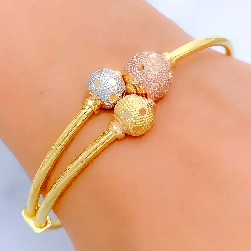 Women’s personalized bracelets-Women’s personalized bracelets-Stylish Dapper Orb 22k Gold Bangle Bracelet