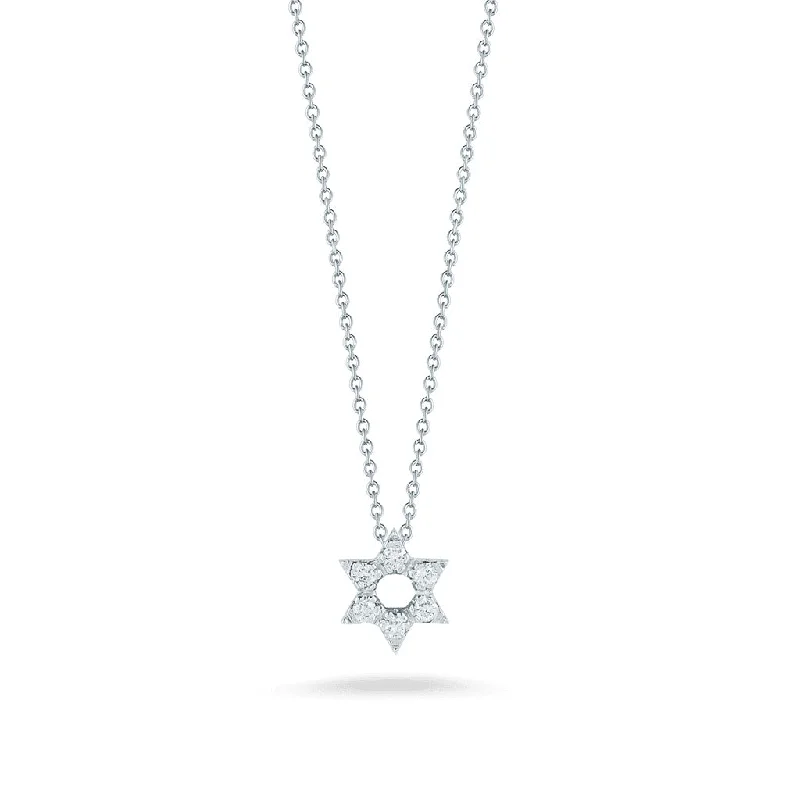 Women’s diamond pendant necklaces-Roberto Coin Diamond Star of David Necklace 001610AWCHX0