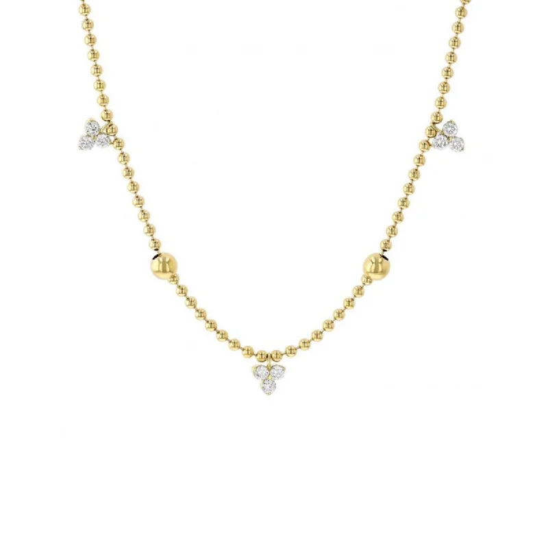 Women’s round pendant necklaces-Roberto Coin Diamonds By The Inch Diamond Trio & Bead Station Necklace