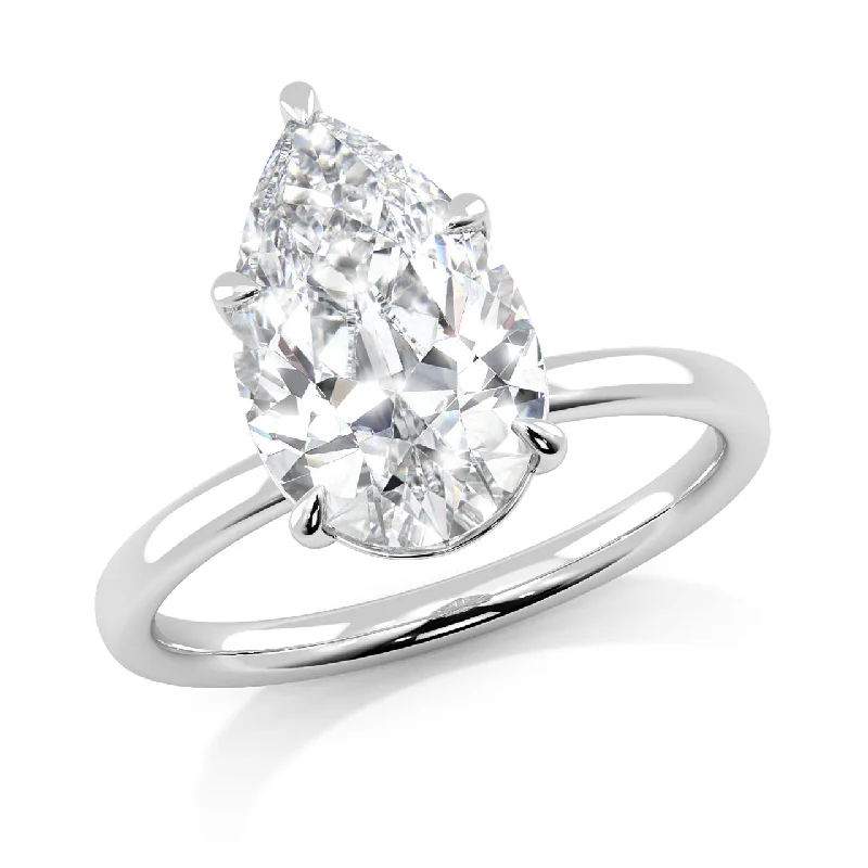 Women’s simple engagement rings-3.08ct IGI CERTIFIED Lab Grown Pear-Shape Diamond Engagement Ring