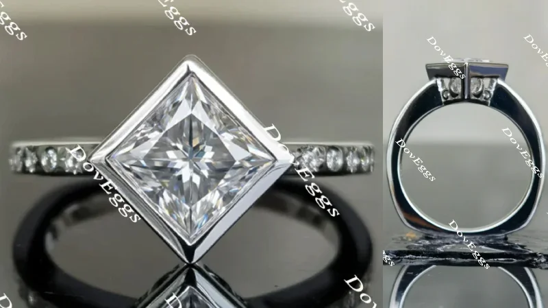 Women’s vintage solitaire engagement rings-Doveggs princess art deco moissanite engagement ring