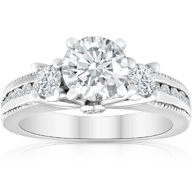 Women’s simple engagement rings-2Ct Three Stone Diamond Engagement Ring White Gold