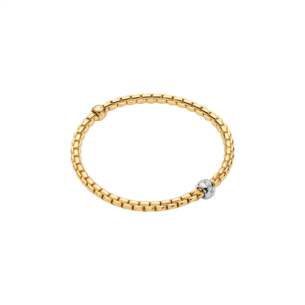 Women’s vintage gold bangles-FOPE 18K Yellow Gold Eka Tiny Collection Diamond Bracelet, Medium Size