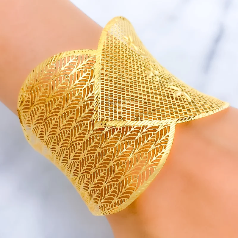 Women’s luxury bangle bracelets-Women’s luxury bangle bracelets-Custom Order - Draped 21K Gold Leaf Bangle Bracelet - 2