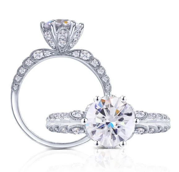 Women’s engagement rings with colored stones-doveggs round pave moissanite engagement ring