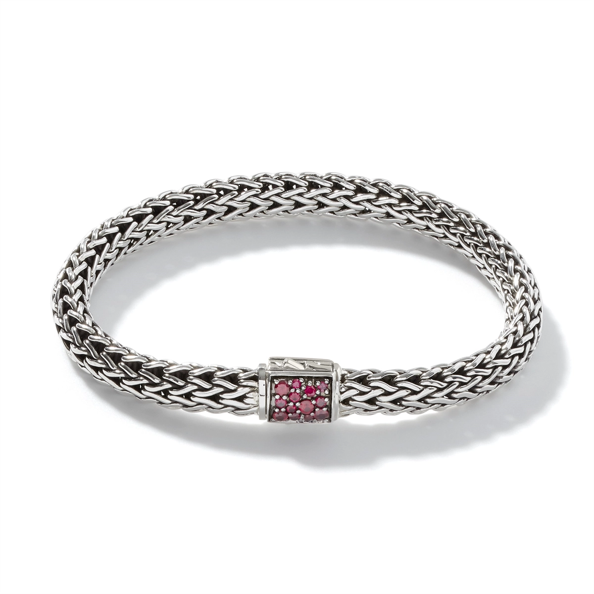 Women’s unique bangles-John Hardy Classic Chain Sterling Silver Small Reversible 6.5mm Bracelet with Black Sapphire & Ruby