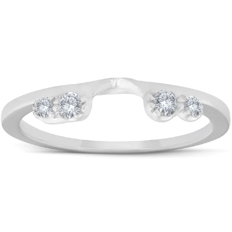 Women’s affordable engagement rings-14k White Gold 1/5 Ct TDW Diamond Guard Engagement Enhancer Ring