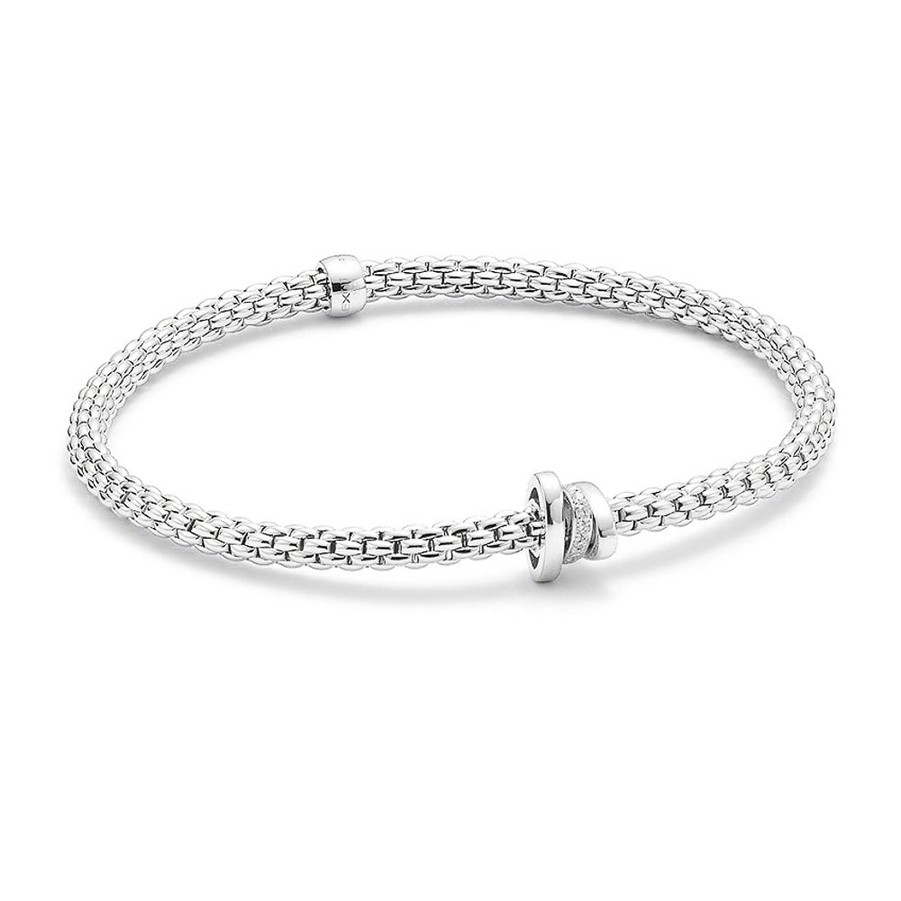 Women’s elegant bangles-FOPE 18K White Gold Prima Collection Diamond Bracelet, Medium Size