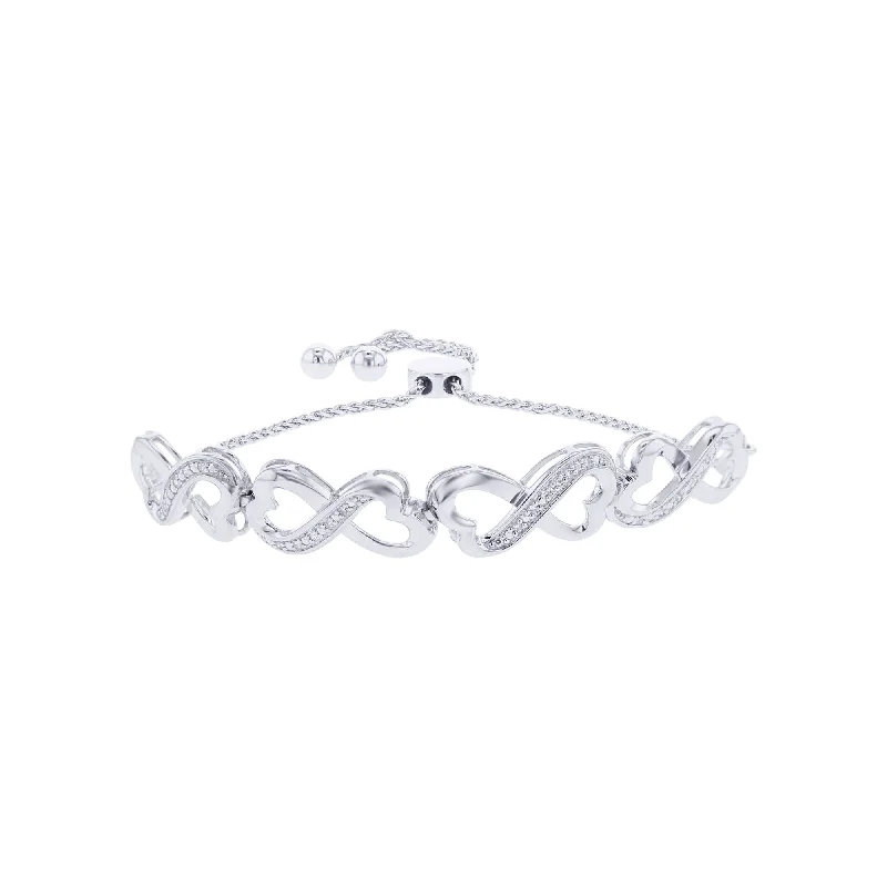 Women’s classic bangles-Women’s classic bangles-Follow Your Heart Silver Diamond Bracelet