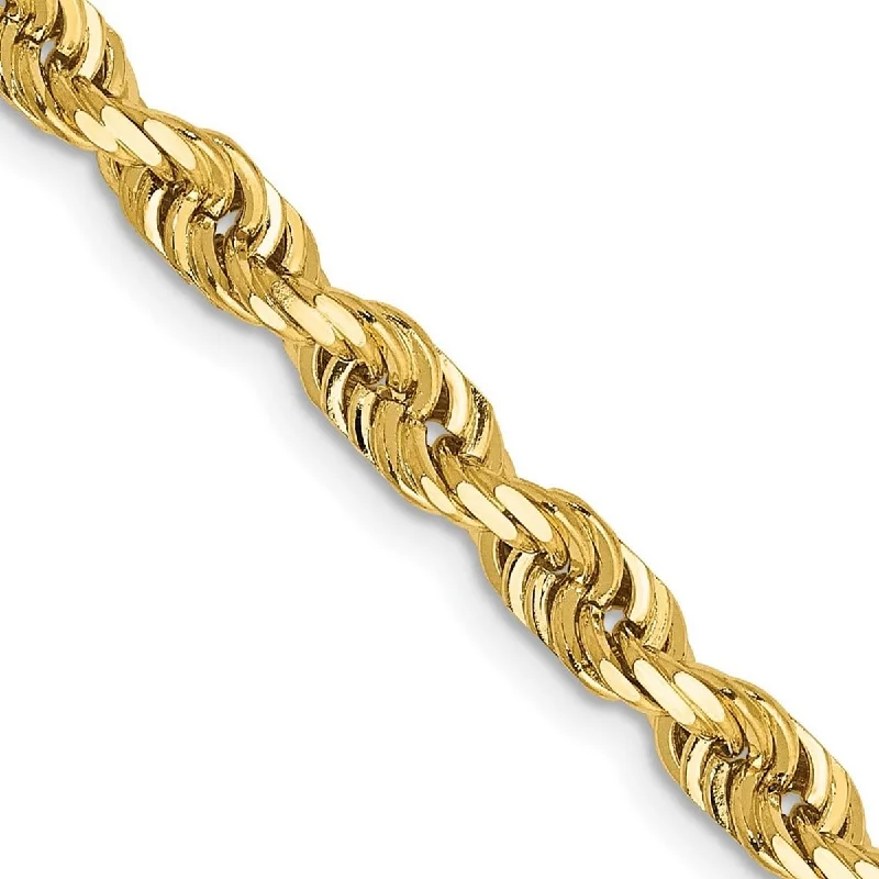 Women’s eternity bracelets-Women’s eternity bracelets-Curata 14k Yellow Gold Solid 5.0mm Sparkle Cut Quadruple Rope Chain Bracelet Lobster Claw