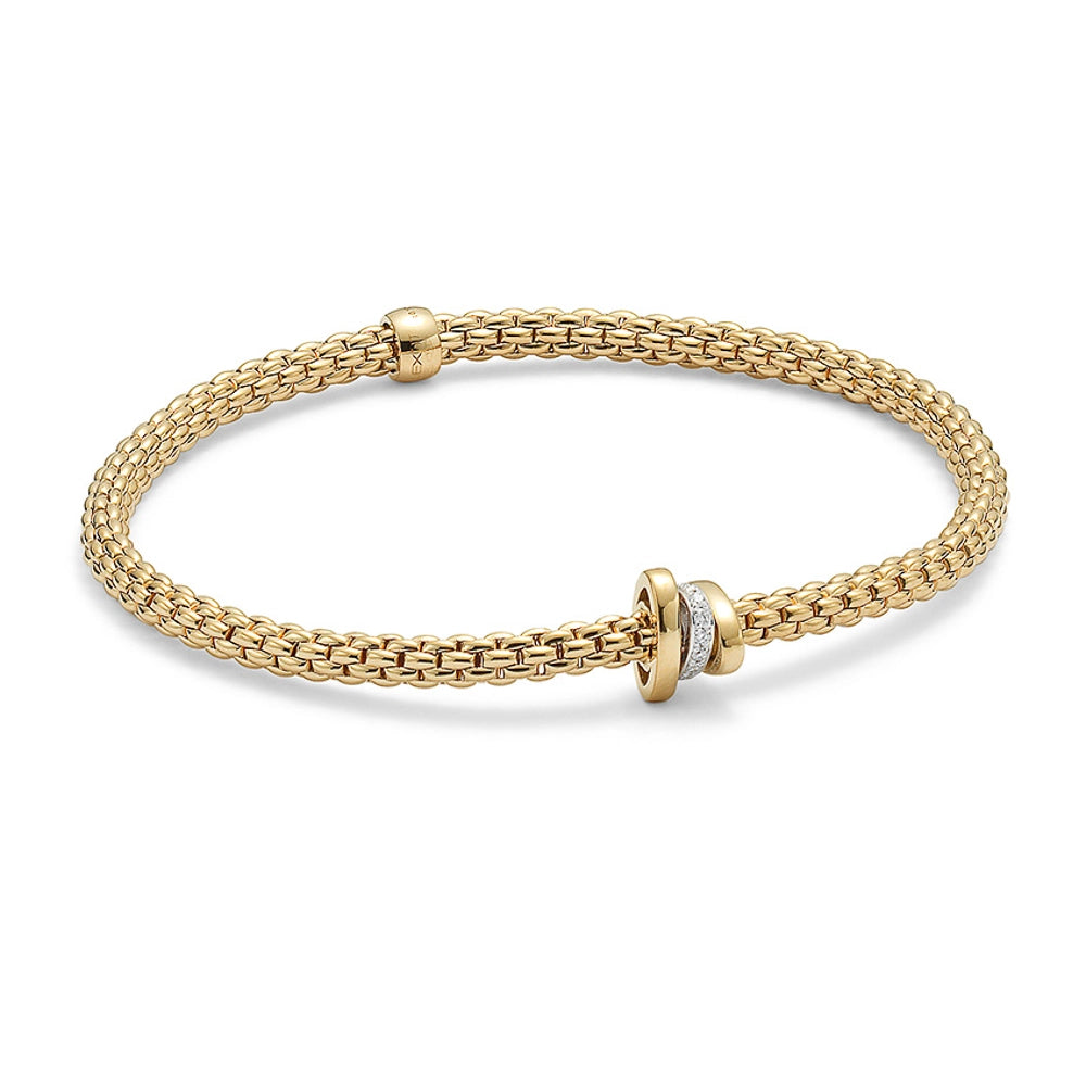 Women’s leather bracelets-FOPE 18K Yellow Gold Prima Collection Diamond Bracelet, Medium Size