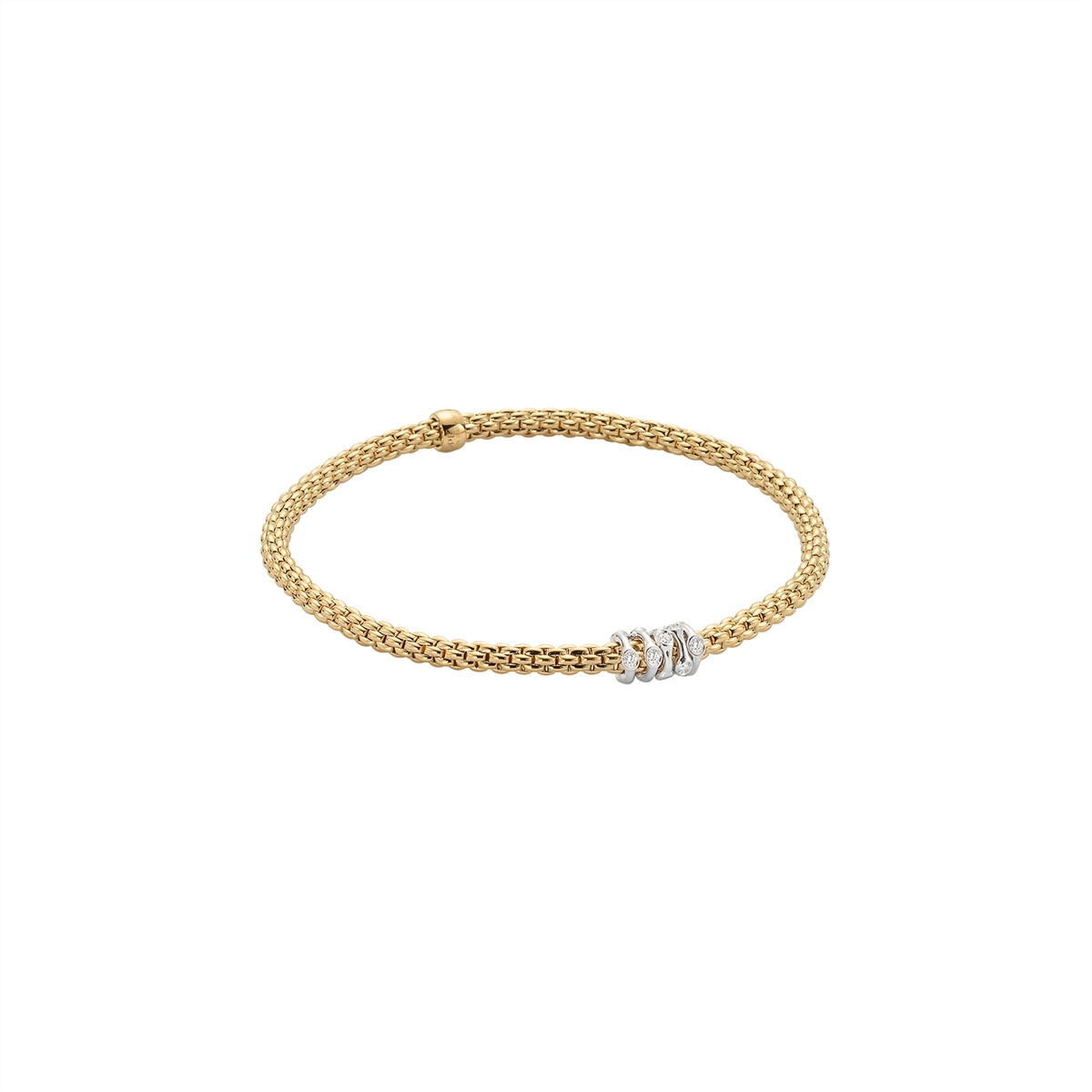 Women’s adjustable cuff bracelets-Fope 18K Yellow Gold Prima Collection Bracelet with Diamonds, Medium Size