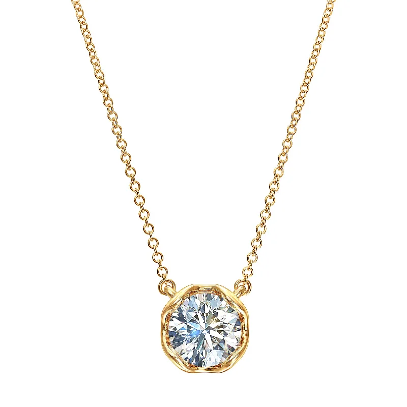 Women’s floral pendant necklaces-J'evar Lotus Petals Solitaire Diamond Pendant Necklace