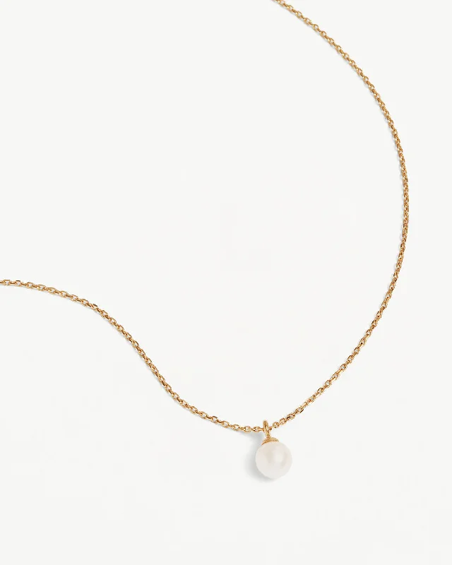 Women’s layered silver necklaces-18k Gold Vermeil Floating On Air Pearl Necklace