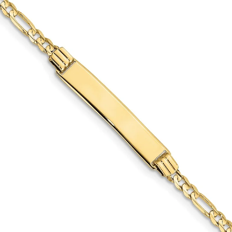 Women’s small bangles-Women’s small bangles-10k Yellow Gold Figaro Link ID Bracelet, 6" (W-5.5mm)