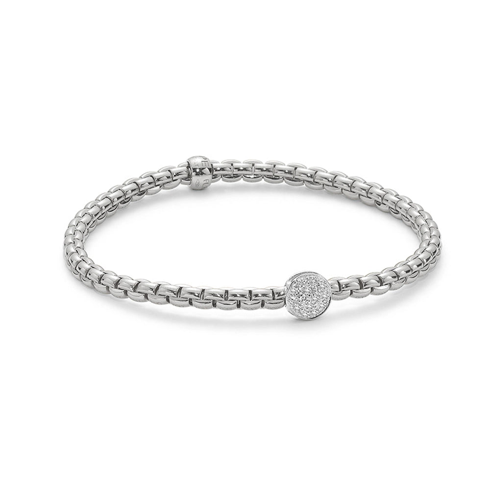 Women’s gemstone cuff bracelets-FOPE 18K White Gold Eka Collection Diamond Bracelet, Medium Size