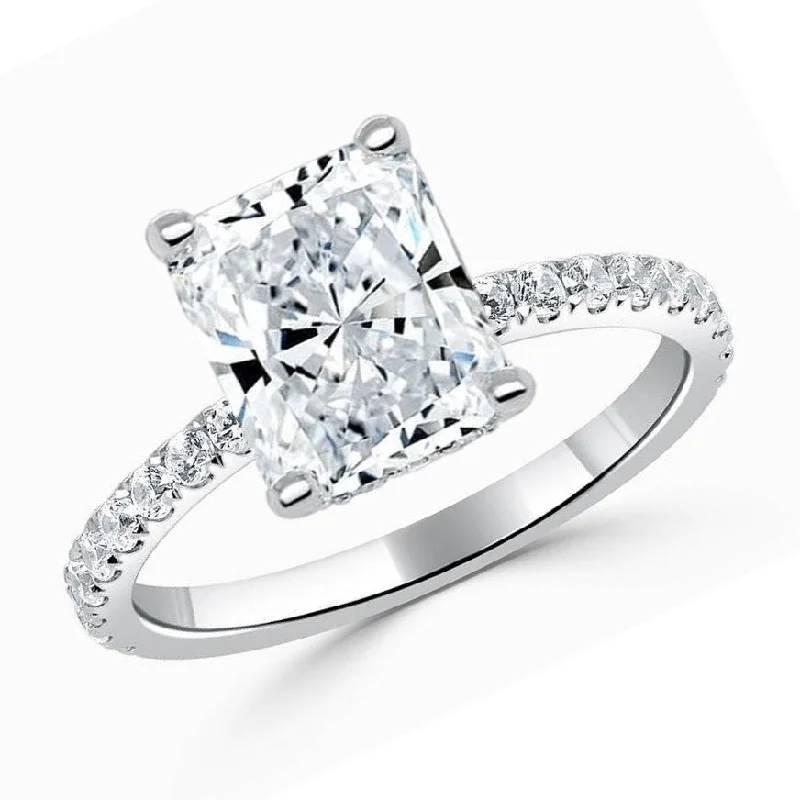 Women’s split-shank engagement rings-Beauvince Alana Engagement Ring (2.01 ct Radiant Cut HSI1 GIA Diamond)