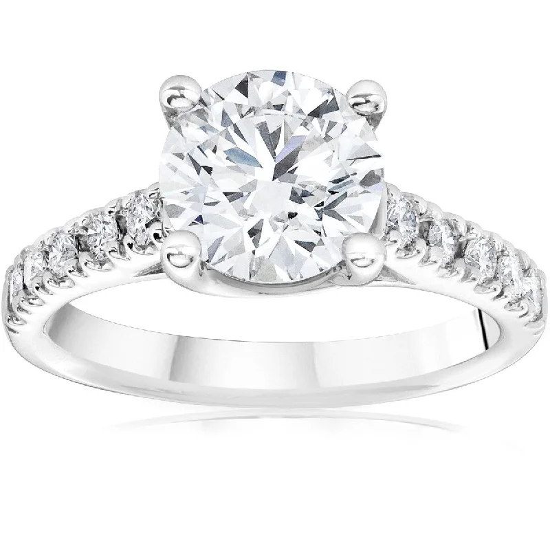 Women’s multi-stone engagement rings-2 1/2 Ct Diamond Engagement Ring Lab Grown 14k White Gold