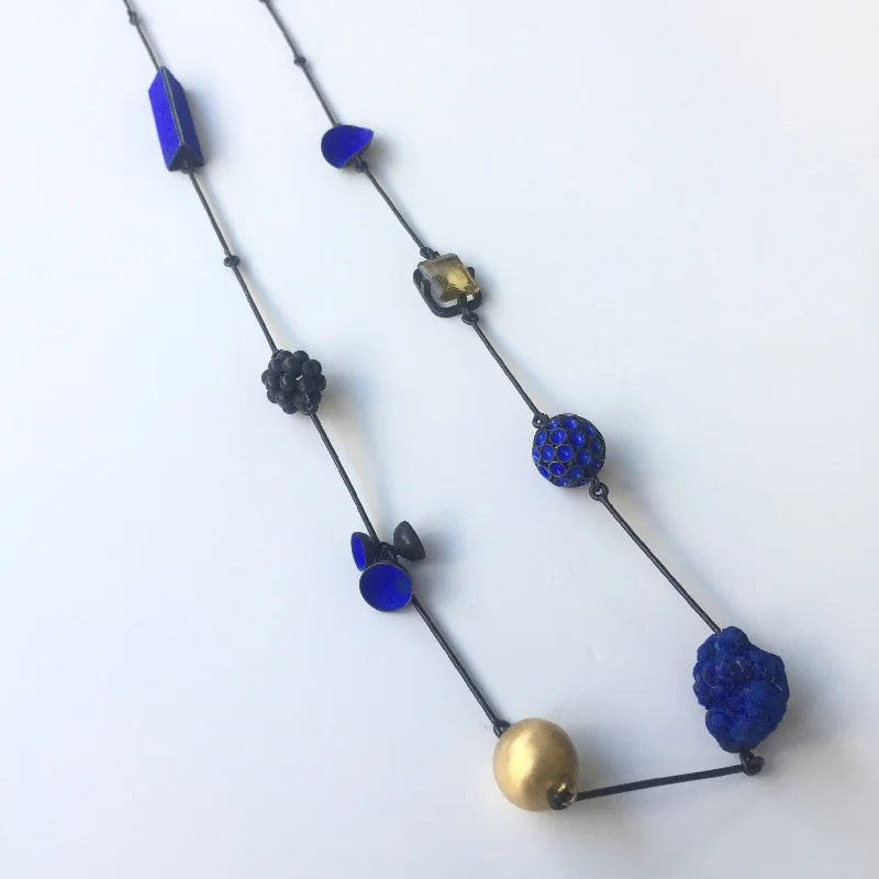 Women’s infinity pendant necklaces-Hydrangea Necklace with Azurite