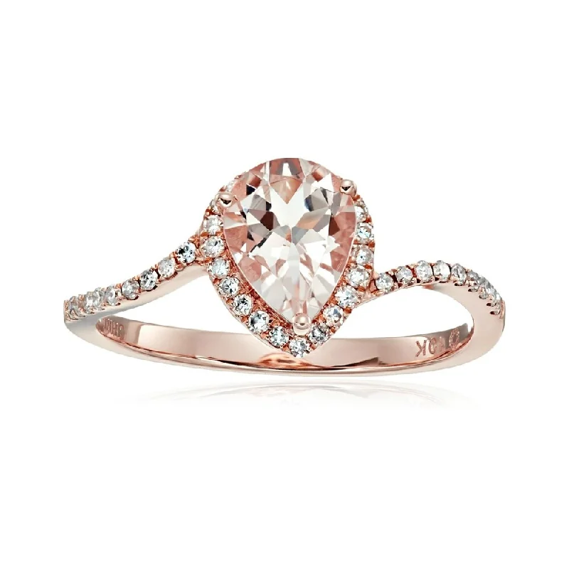 Women’s emerald engagement rings-10kt Rose Gold Morganite and Diamond Engagement Ring