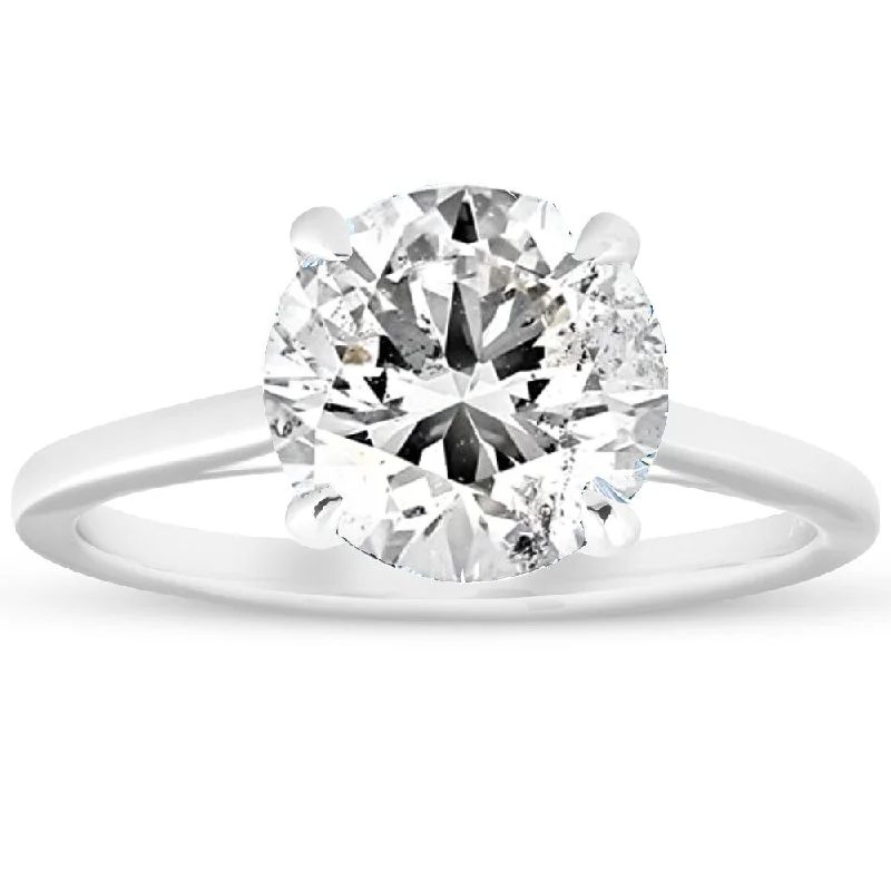 Women’s large gemstone engagement rings-2 Ct Diamond Solitaire Engagement Ring 14k White Gold Cathedral Setting Clarity Enhanced