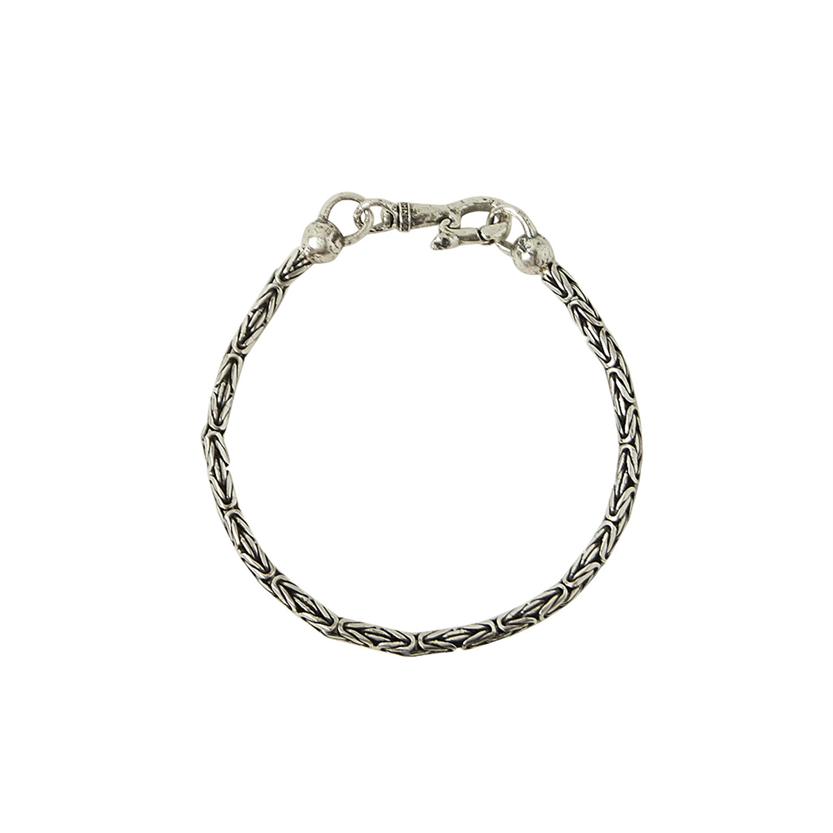 Women’s statement bracelets-Sterling Silver Woven Chain Bracelet with Skull Clasp