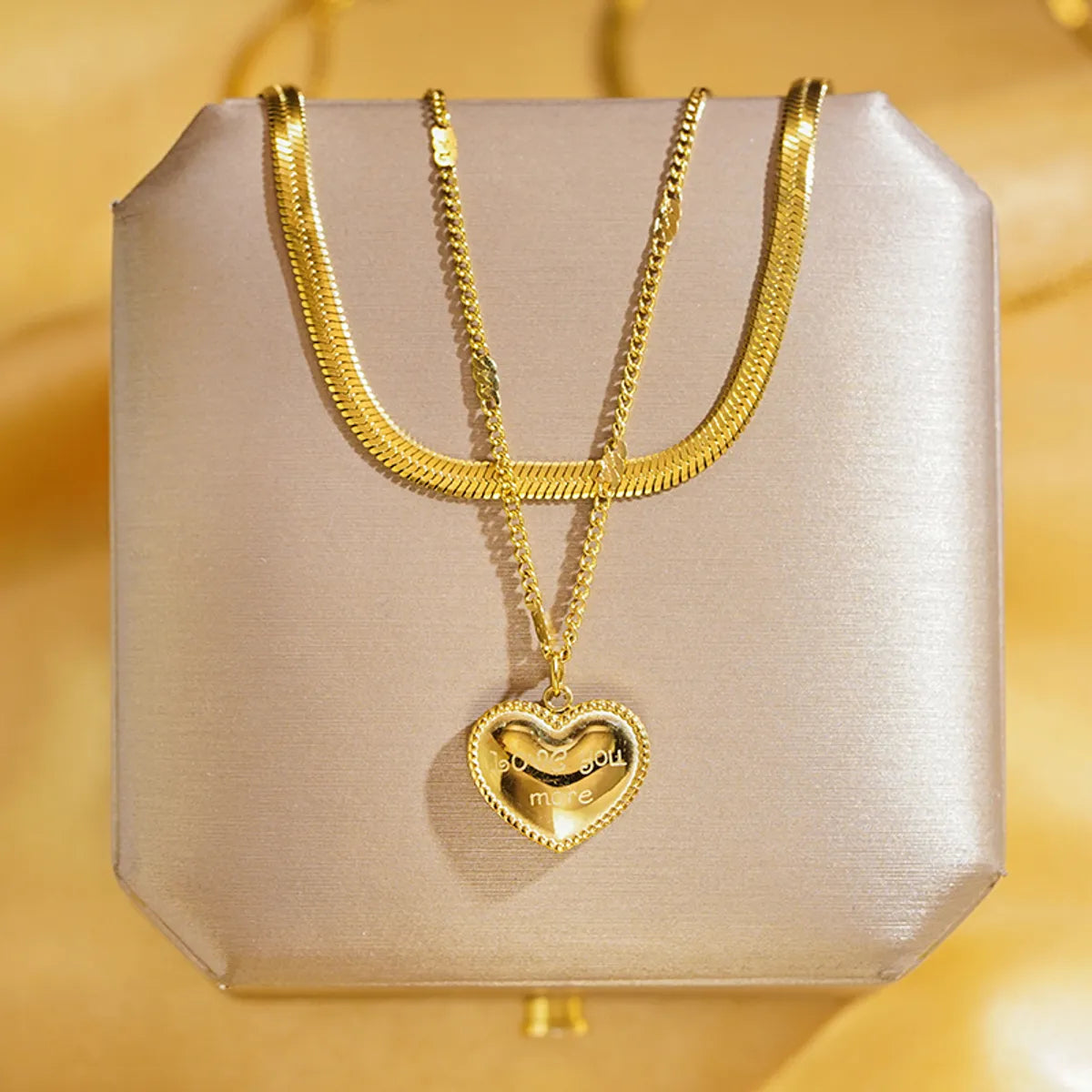 Blade Chain Double Layers Loving Heart Necklace