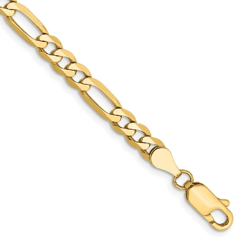 Women’s adjustable cuff bracelets-14k Yellow Gold 4.75mm Flat Figaro Chain Bracelet, 7"