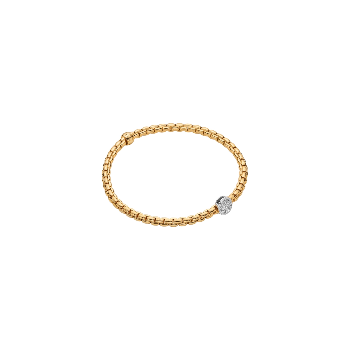 Women’s tennis bangle bracelets-FOPE 18K Yellow Gold Eka Tiny Collection Diamond Bracelet, Medium Size