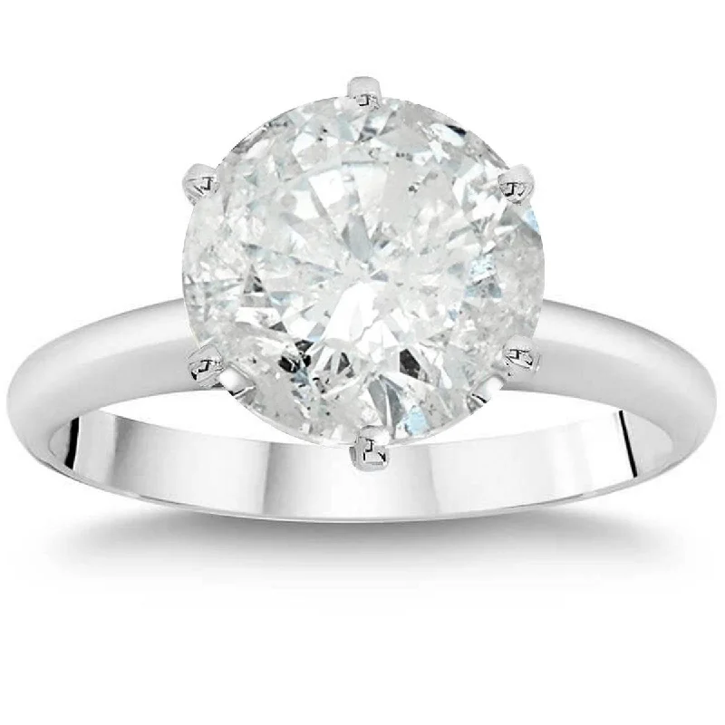 Women’s color stone engagement rings-3ct Enhanced Round Diamond Solitaire Engagement Ring 14K White Gold