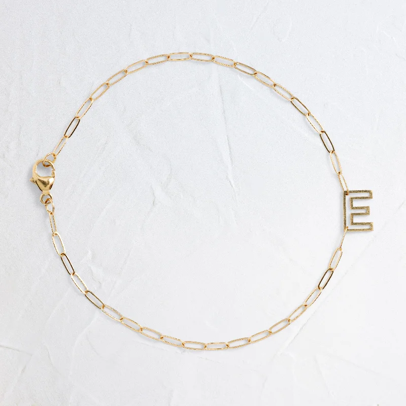 Women’s engraved bracelets-Women’s engraved bracelets-Single Chain Letter Bracelet