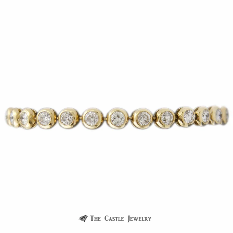 Women’s cubic zirconia bracelets-Women’s cubic zirconia bracelets-Bezel Set 7cttw Round Diamond Tennis Bracelet 7.5 Inches in 14K Yellow Gold