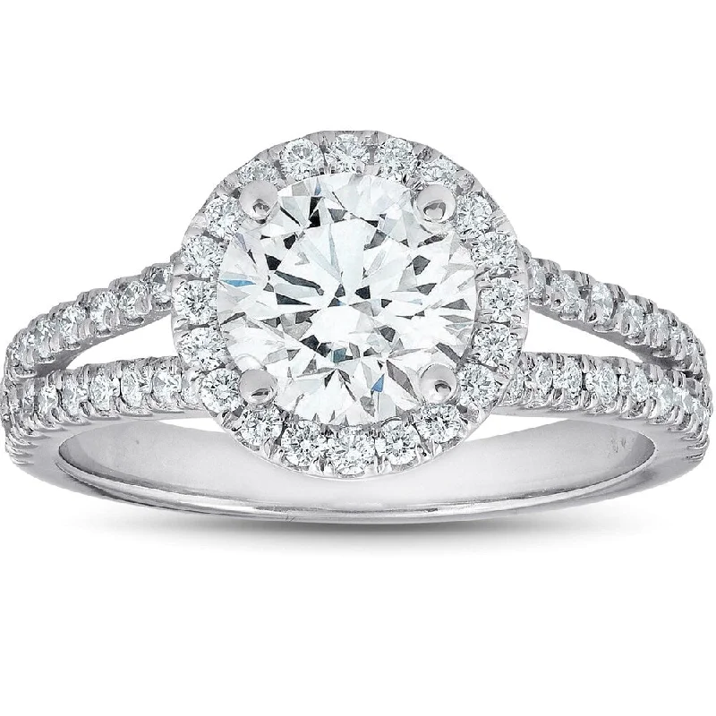 Women’s cushion halo engagement rings-14k White Gold 2 Ct Diamond Engagement Ring Clarity Enhanced (G-H/SI1-SI2)