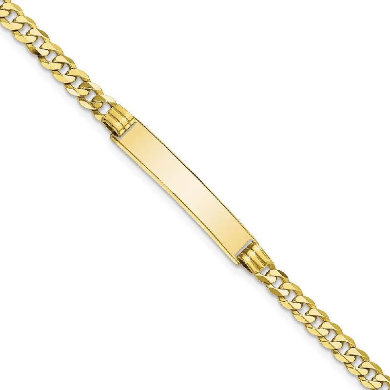 Women’s gold bracelets-10k Flat Curb Link ID Bracelet-WBC-10LID61-7