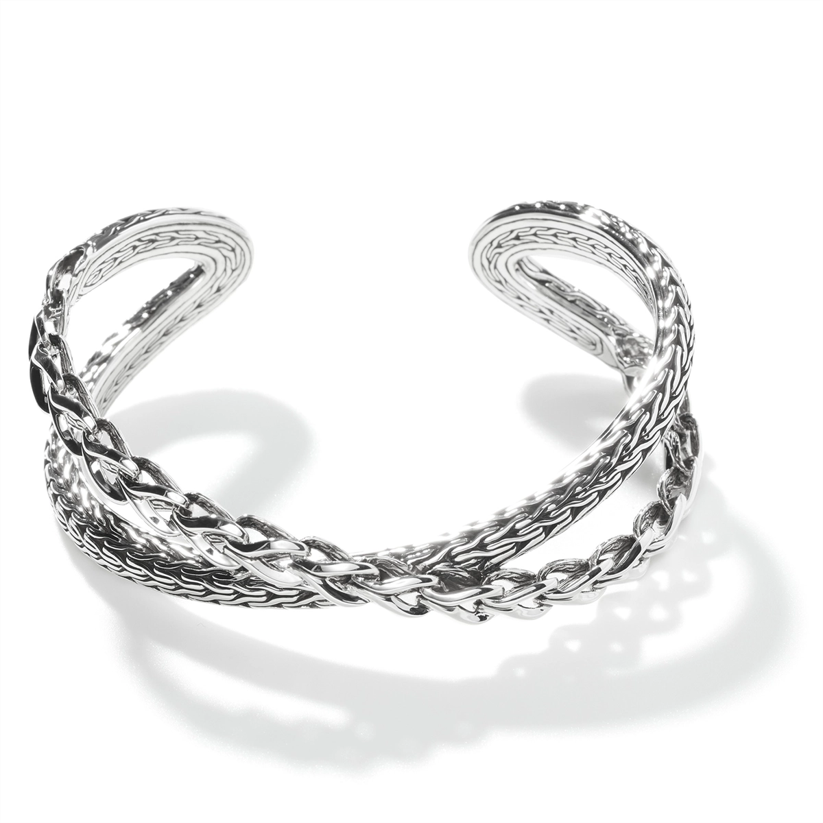 Women’s statement bangles-John Hardy Asli Classic Chain Sterling Silver 21.5mm Medium Cuff Bracelet