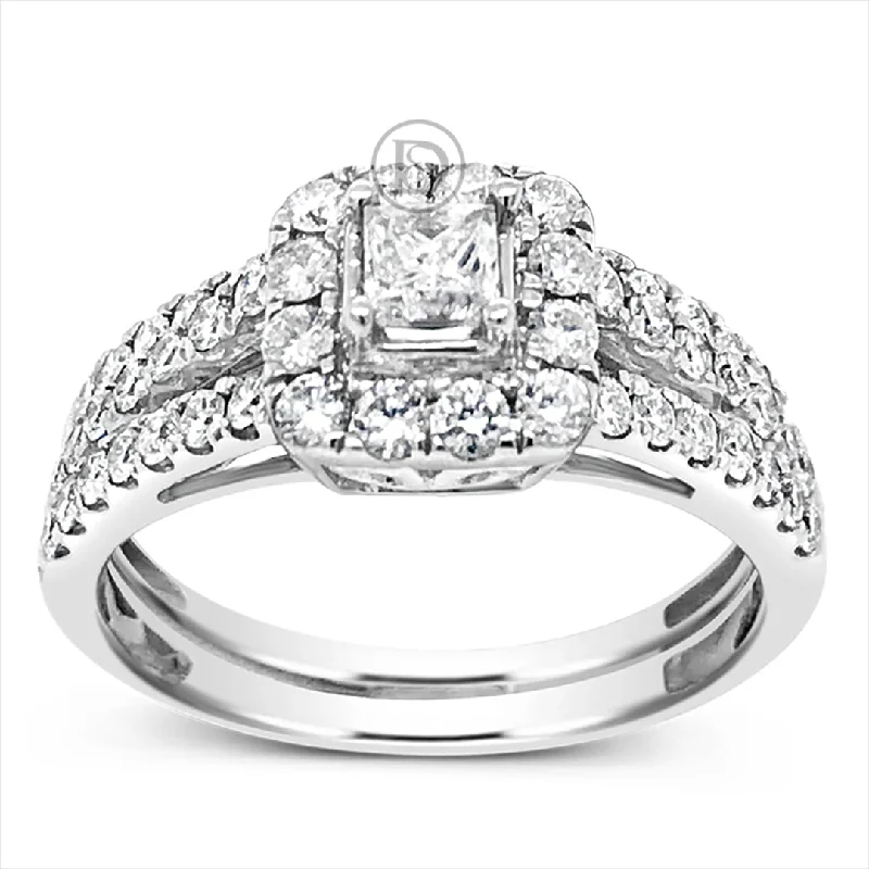 Women’s platinum diamond engagement rings-Diamond Engagement Ring 1 CTW 14K White Gold