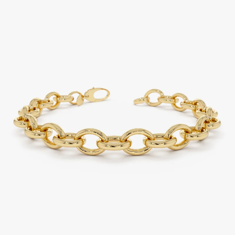 Women’s diamond bracelets-Women’s diamond bracelets-14k Bold Oval Link Bracelet