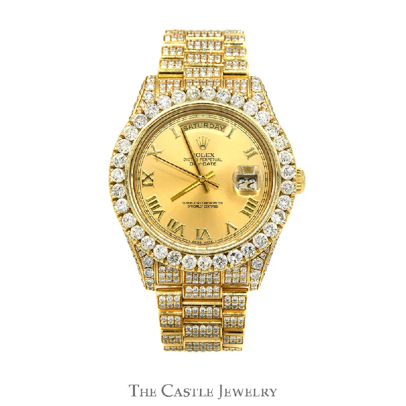 Women’s diamond bangle bracelets-Women’s diamond bangle bracelets-18k Yellow Gold Rolex Presidential Day-Date II 218238 with Gold Roman Numeral Dial, Diamond Bezel, Case & Bracelet