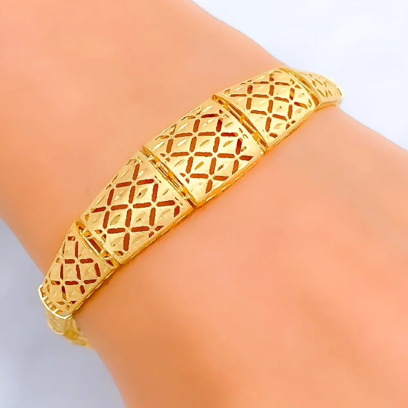 Women’s boho bangles-Women’s boho bangles-Radiant Modern 22k Gold Bracelet