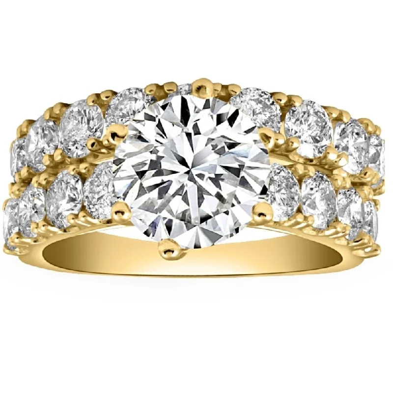 Women’s large diamond engagement rings-VS 6 1/2Ct Diamond Engagement Wedding Ring Set in 10k Yellow Gold Lab Grown