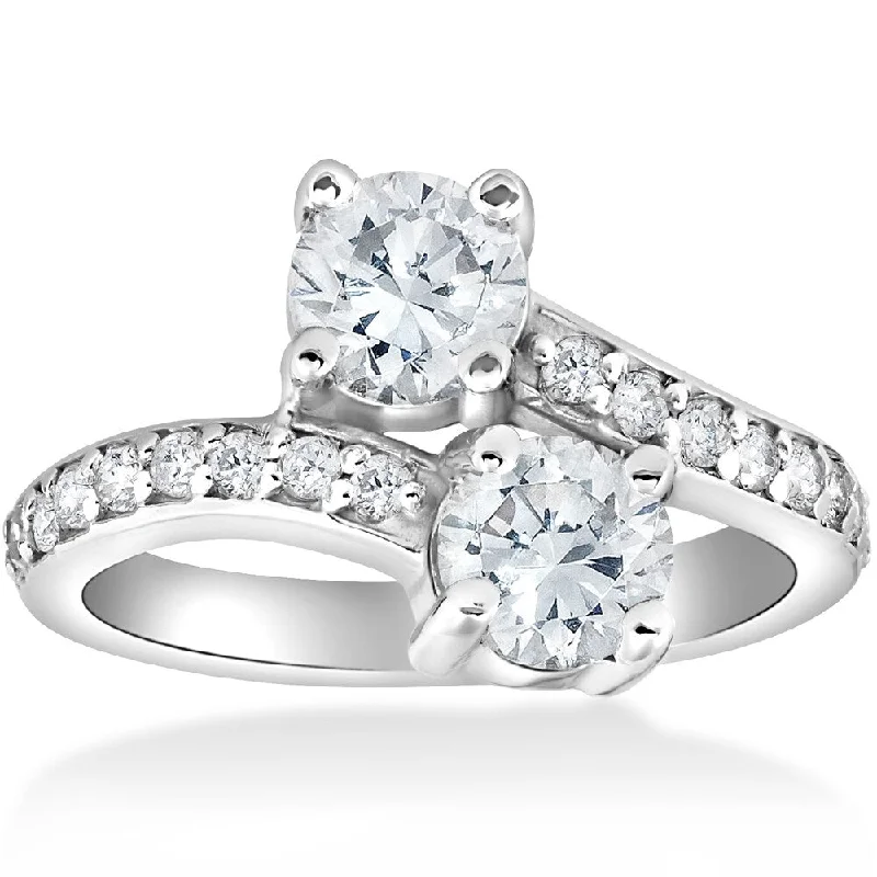 Women’s multi-stone engagement rings-Forever Us 14k White Gold 2ct TDW Diamond Engagement Ring