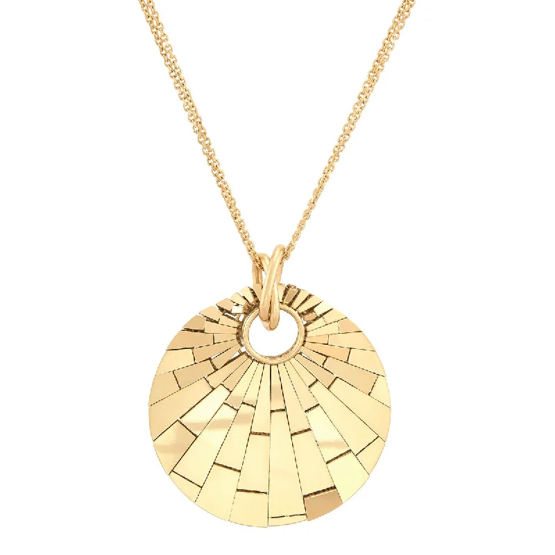 Women’s wedding necklaces-Topper Italia Gold Round Shell Disco-Shaped Pendant Necklace