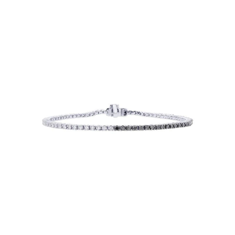 Women’s cubic zirconia bracelets-Women’s cubic zirconia bracelets-Duo Black and White Diamond Tennis Bracelet