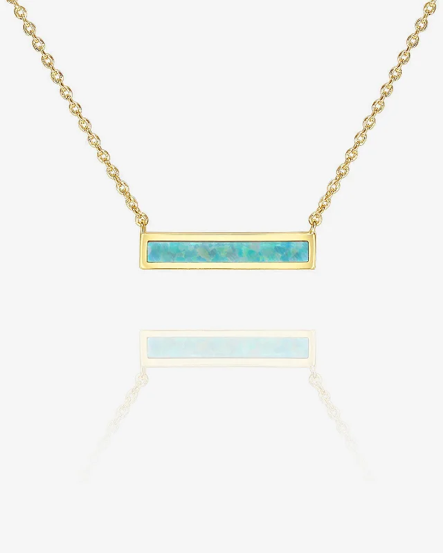 Women’s heart pendant necklaces-Opal Bar Necklace