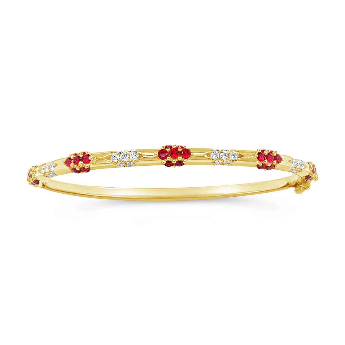 Women’s thick bracelets-Jack Kelege 18K Yellow Gold Ruby and Diamond Bracelet