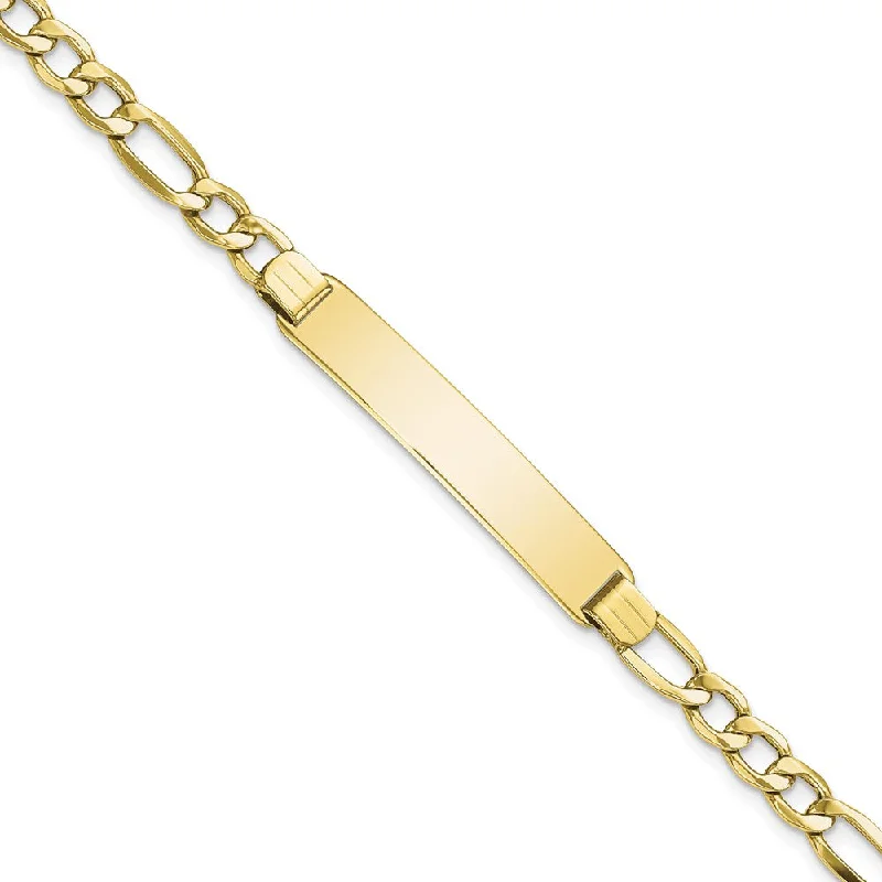 Women’s unique bracelets-10k Semi-solid Figaro Link ID Bracelet-WBC-10DCID135-7