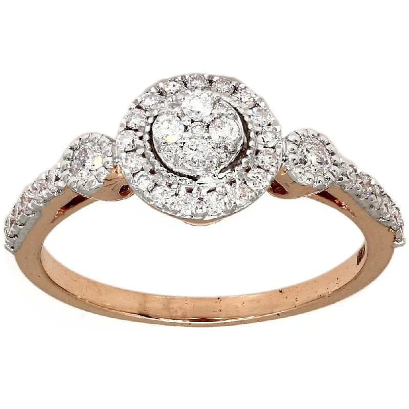 Women’s cushion-cut diamond engagement rings-Pompeii3 10k Rose Gold .48 Ct. TDW Halo Diamond Engagement Ring Vintage Accents