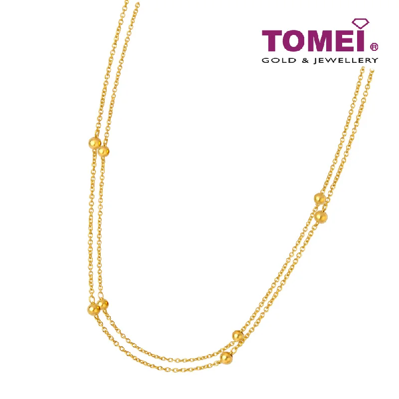 Women’s gemstone pendant necklaces-Double Strand Bead Necklace | Tomei Yellow Gold 916