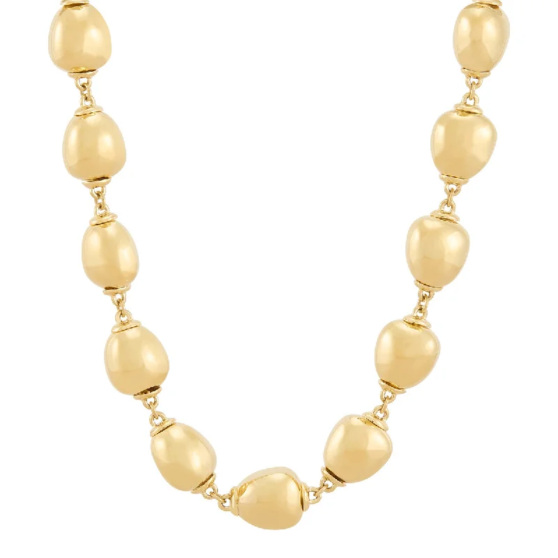 Women’s solitaire necklaces-Topper Italia Gold Necklace With Oval Beads